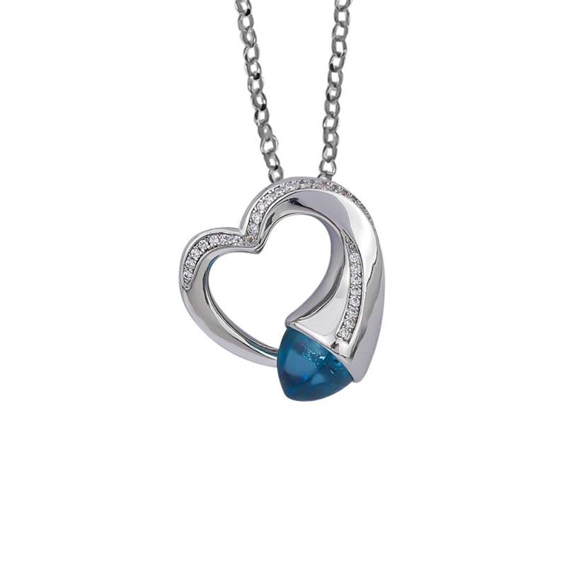 Collana Donna BOCCADAMO KGR032M Bronzo Rodiato con Cuore e Pietra Blu