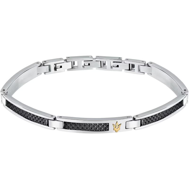 Bracciale Uomo MASERATI JM423AVD24 in Acciaio con Placca Nera