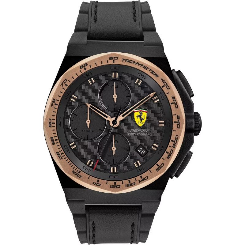 Orologio Uomo Cronografo Ferrari 0830867 Quadrante Nero Pelle + Omaggio Pochette