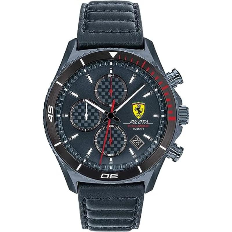 Orologio Uomo Cronografo Ferrari 0830774 Quadrante Blu Pelle + Omaggio Pochette