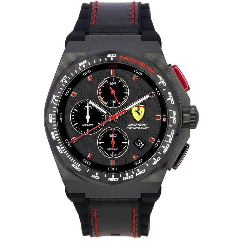 Orologio Uomo Cronografo Ferrari 0830792 Quadrante Nero Pelle + Omaggio Pochette