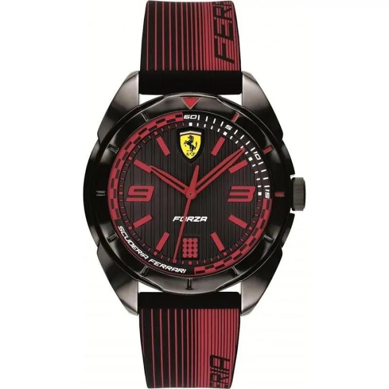 Orologio Solo Tempo Ferrari 0840034 Quadrante Nero Silicone + Omaggio Pochette