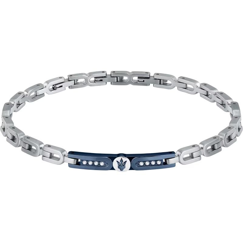 Bracciale Uomo MASERATI JM423AVD27 in Acciaio PVD Blu con Pietre