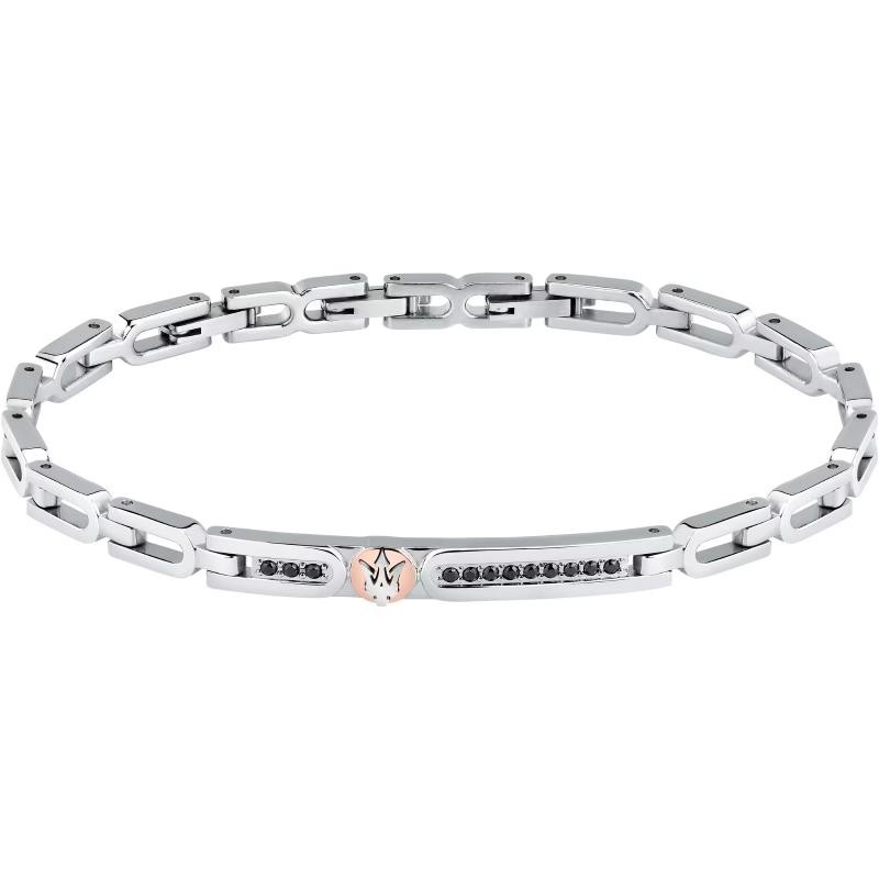 Bracciale Uomo MASERATI JM423AVD25 in Acciaio con Pietre Nere