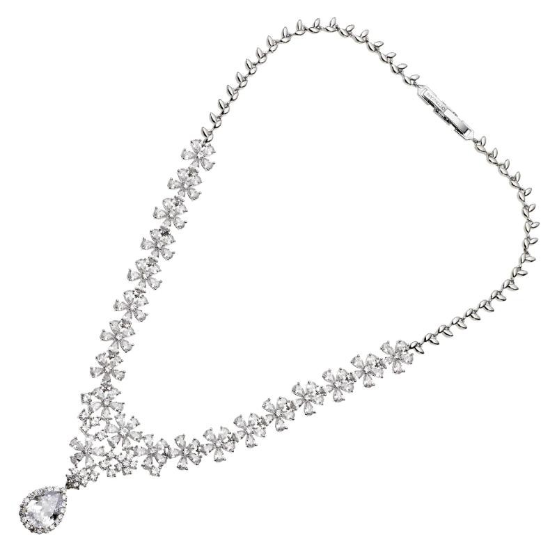 Collana Donna OTTAVIANI 500778C Bijoux con Goccia e Zirconi Fiore 42 cm