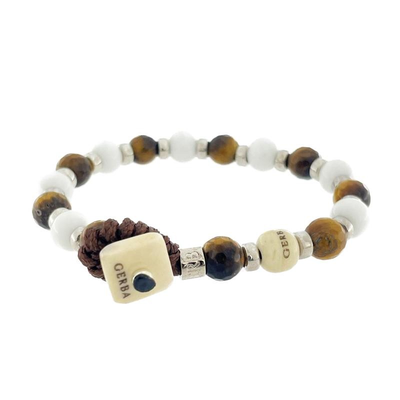 Bracciale Unisex GERBA 126 con Pietre Naturali e Chiusura Cappio in Madreperla 