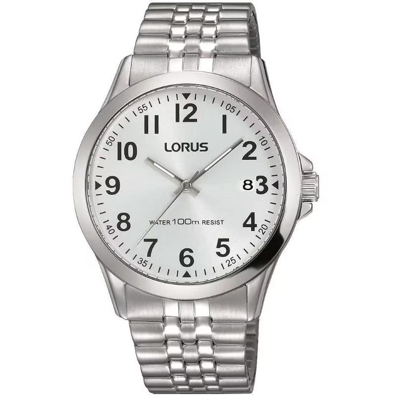 Orologio Uomo Solo Tempo Lorus RS975CX9 Quadrante Bianco Cinturino Acciaio Datario