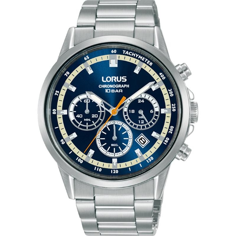 Orologio Uomo Cronografo Lorus RT391JX9 Quadrante Blu Datario Cinturino Acciaio