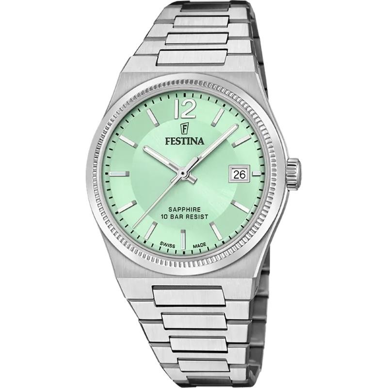 Orologio Donna Swiss Made FESTINA F20035/3 in Acciaio Fondo Tiffany con Data