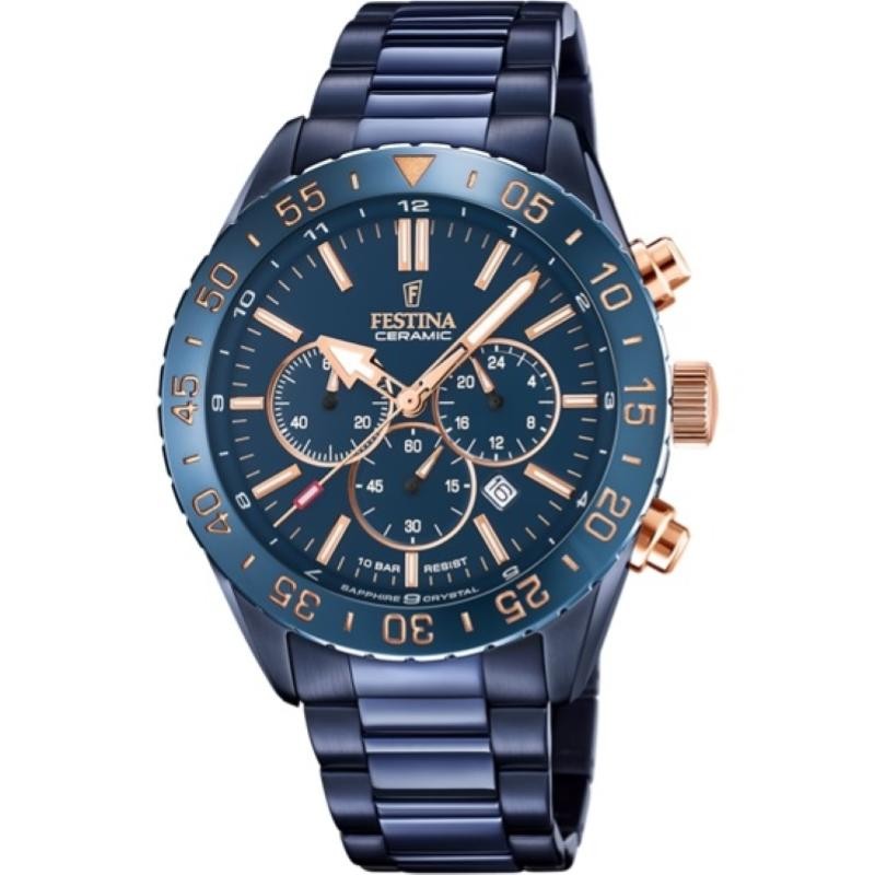 Orologio Cronografo Uomo FESTINA F20576/1 in Acciaio PVD e Ceramica Blu