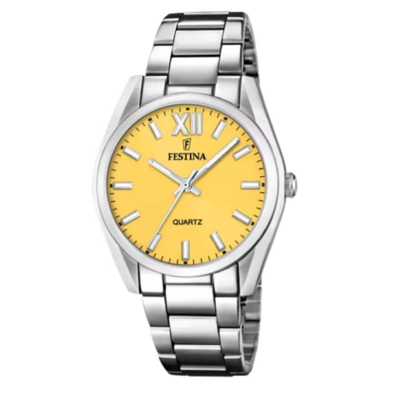 Orologio Donna Solo Tempo FESTINA F20622/G in Acciaio con Fondo Giallo