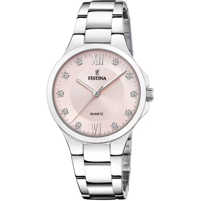 Orologio Donna Solo Tempo FESTINA F20582/2 in Acciaio con Fondo Rosa e Cristalli