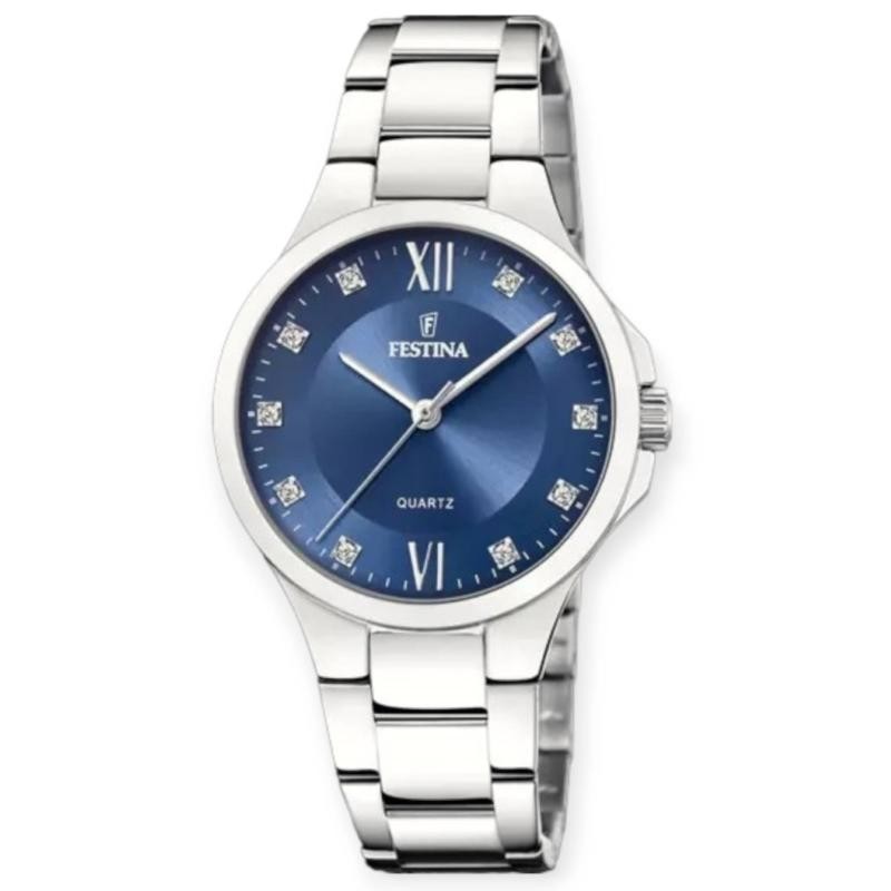 Orologio Donna Solo Tempo FESTINA F20582/3 in Acciaio con Fondo Blu e Cristalli