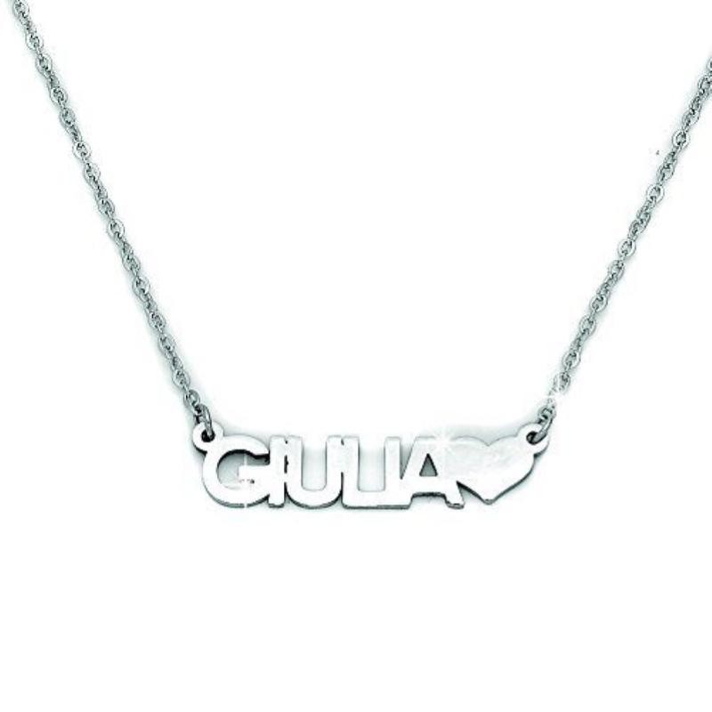 Collana GALASSIA con Nome GIULIA in Acciaio con Cuore 45 cm