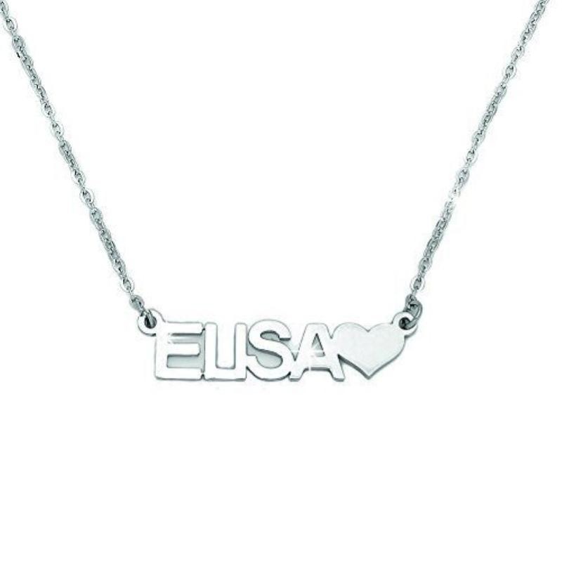Collana GALASSIA con Nome ELISA  in Acciaio con Cuore 45 cm