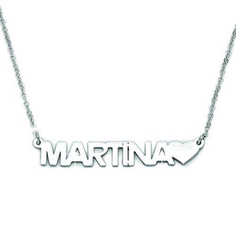 Collana GALASSIA con Nome MARTINA in Acciaio con Cuore 45 cm