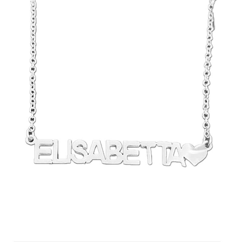 Collana GALASSIA con Nome ELISABETTA in Acciaio con Cuore 45 cm