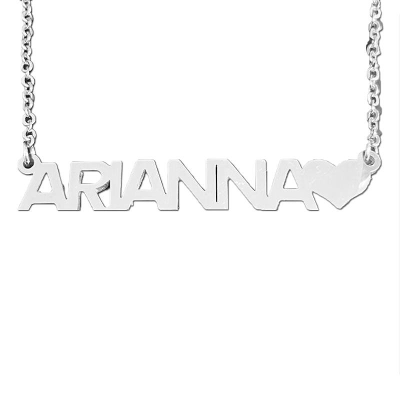 Collana GALASSIA con Nome ARIANNA in Acciaio con Cuore 45 cm