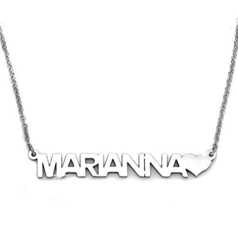 Collana GALASSIA con Nome MARIANNA in Acciaio con Cuore 45 cm