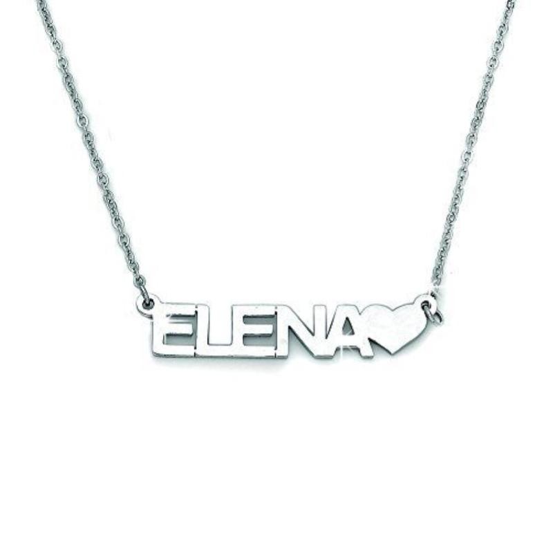 Collana GALASSIA con Nome ELENA in Acciaio con Cuore 45 cm