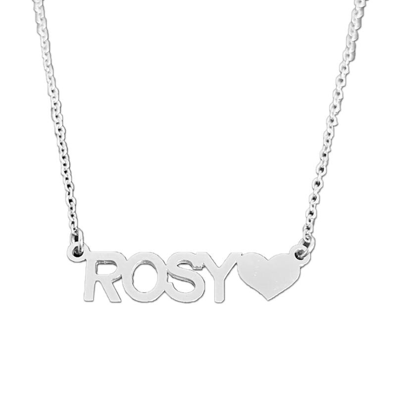 Collana GALASSIA con Nome ROSY in Acciaio con Cuore 45 cm