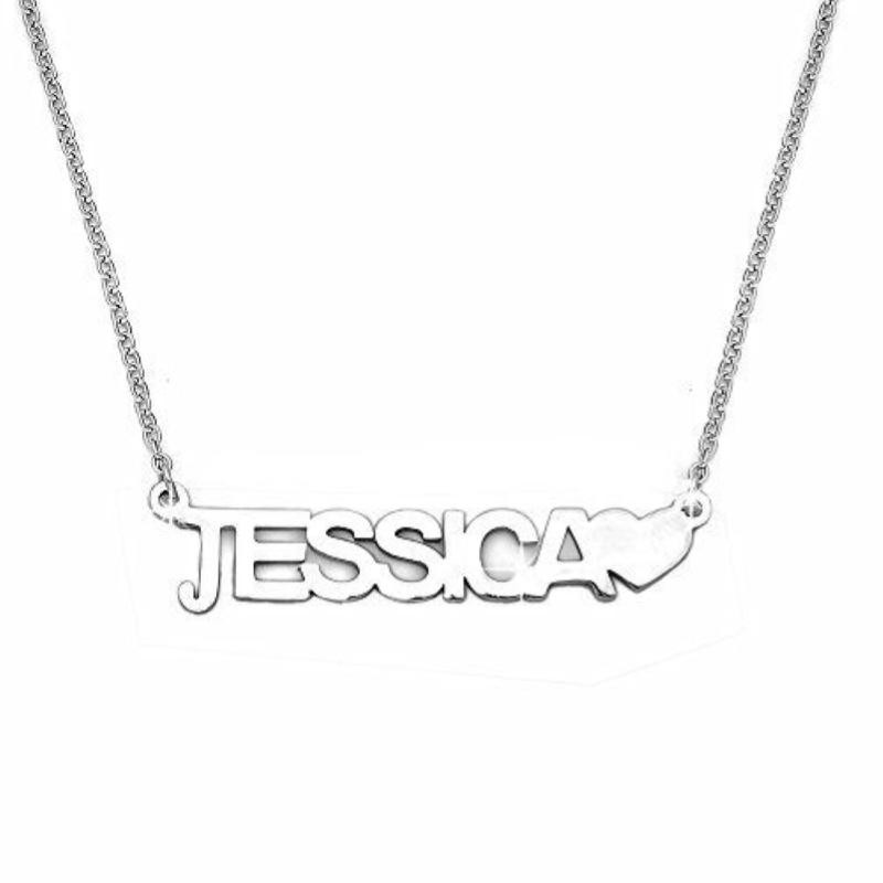 Collana GALASSIA con Nome JESSICA in Acciaio con Cuore 45 cm