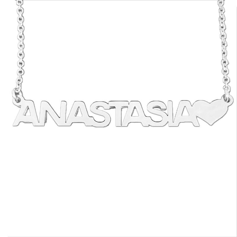 Collana GALASSIA con Nome ANASTASIA in Acciaio con Cuore 45 cm