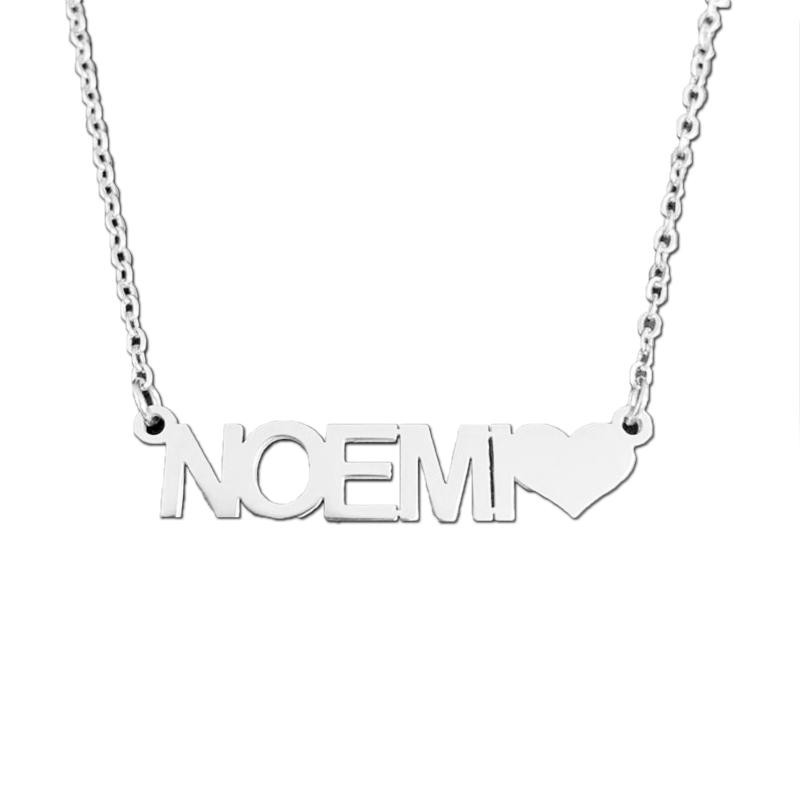 Collana GALASSIA con Nome NOEMI in Acciaio con Cuore 45 cm