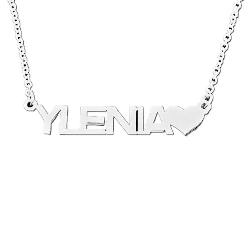 Collana GALASSIA con Nome YLENIA in Acciaio con Cuore 45 cm