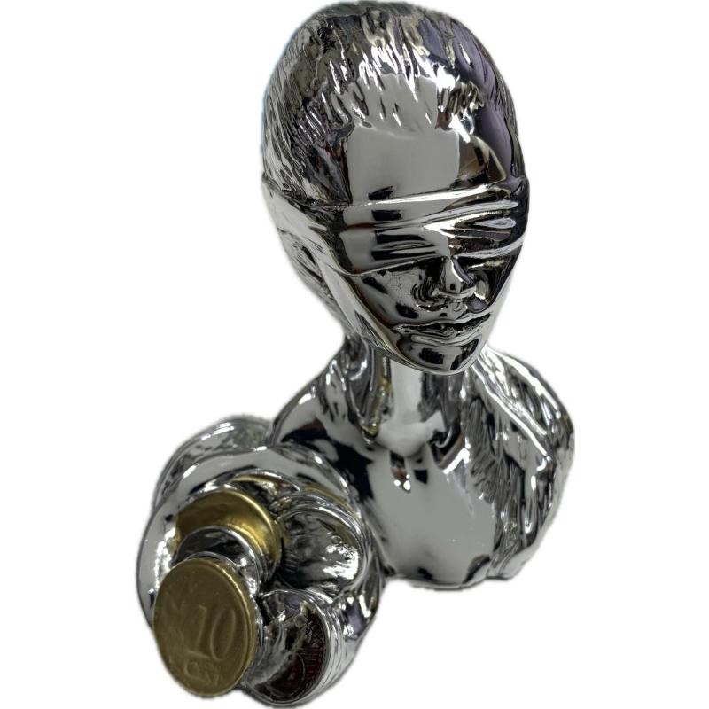 Statua Portafortuna Argento 211 Dea Bendata con Monete 8 cm