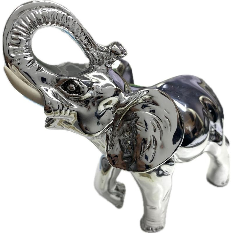 Statua Portafortuna Argento 422 con Elefante Lucido 10 cm