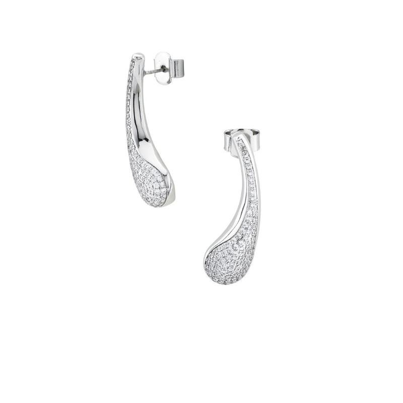 Orecchini Donna BOCCADAMO KOR039 in Bronzo Rodiato con Pavè Pietre