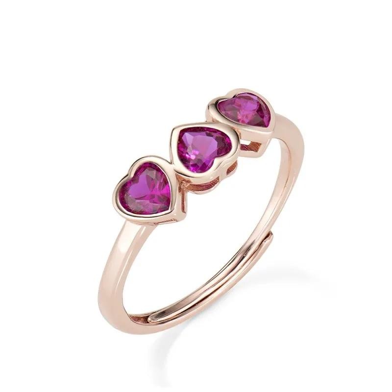 Anello trilogy donna Amen AN3CURRZ3 Amore in argento rose tre zirconi rossi a cuore 