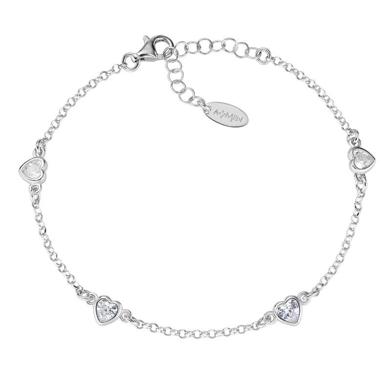 Bracciale Donna AMEN BRCUSEBBZ Argento 925 Cuori Zirconati 19 cm