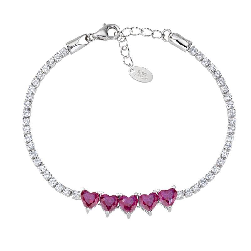 Bracciale Tennis Donna AMEN BT5CUBRBZ in Argento 925 con Cuori