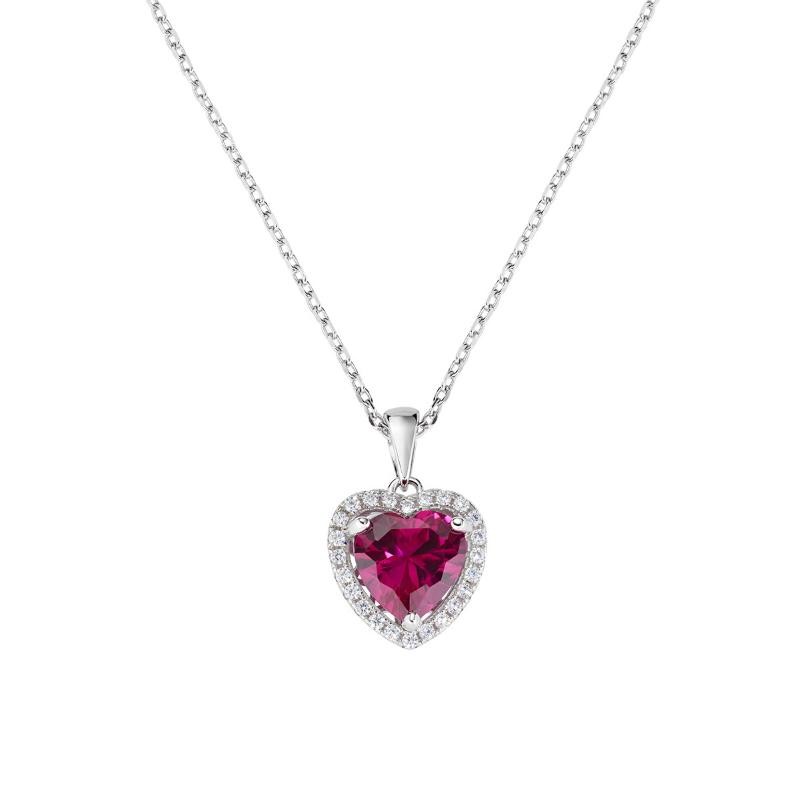 Collana Donna AMEN CLTIHBRBZ Argento 925 con Cuore Zirconato Rosso