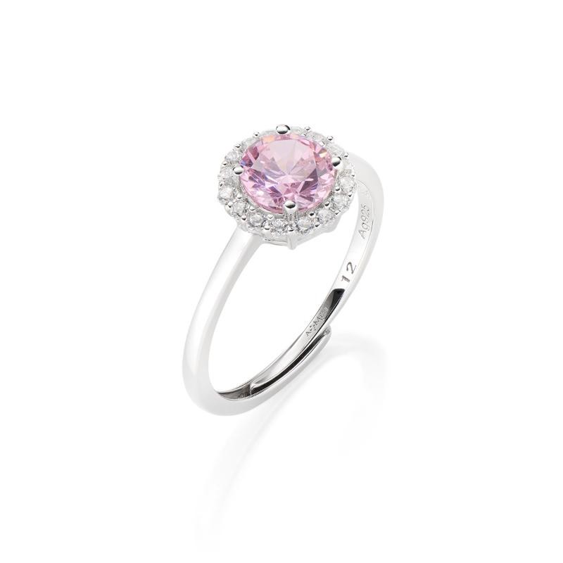 Anello Donna AMEN RLUBOBBROZ2 Argento 925 con Zircone Rosa Regolabile