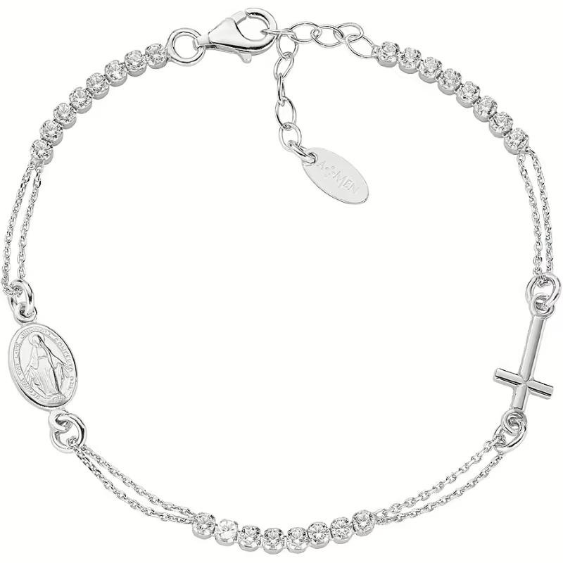 Bracciale Rosario Donna AMEN BRCRMIBBZ3 Argento 925 Zirconi Bianchi 19 cm