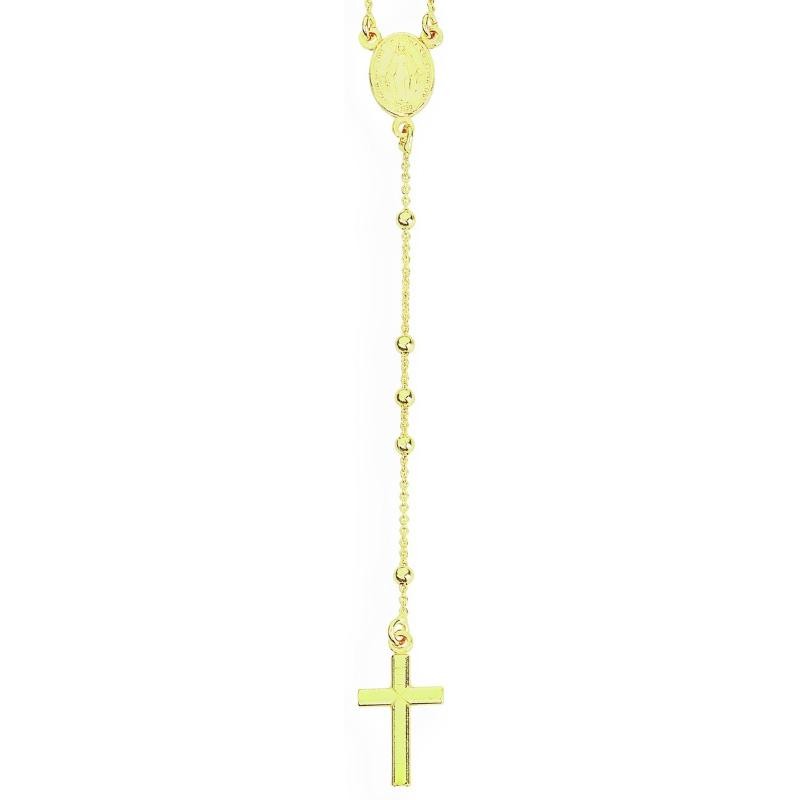 Collana Rosario Y AMEN CRO25G Argento 925 Dorato con Grani Lisci 50 cm