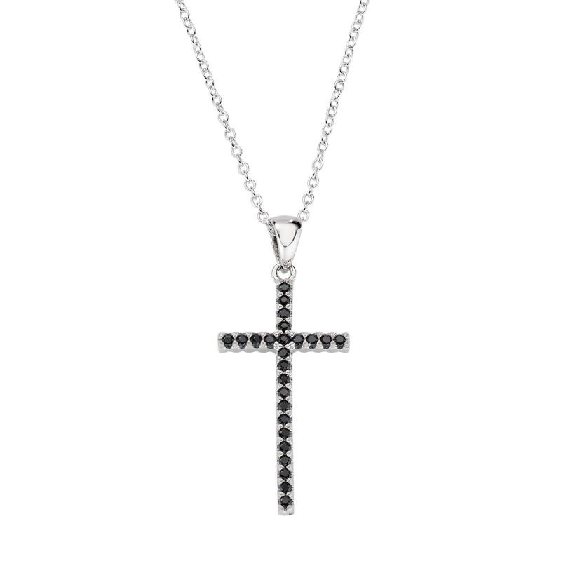 Collana Donna AMEN CLCRDOBBNZ Argento 925 Croce Zirconata Bicolore 45 cm