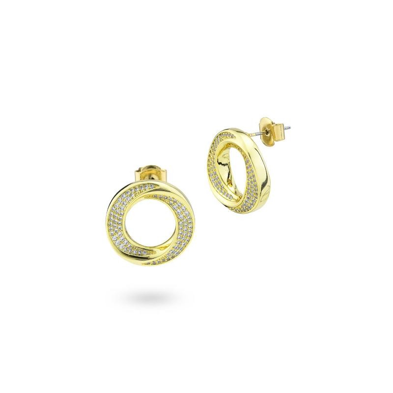 Orecchini Donna BOCCADAMO KOR049D in Bronzo Dorato con Pavè di Pietre