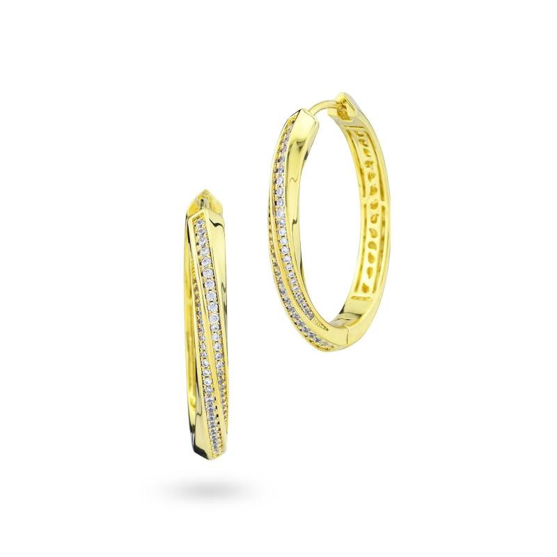 Orecchini Donna BOCCADAMO KOR046D in Bronzo Dorato con Pavè di Pietre