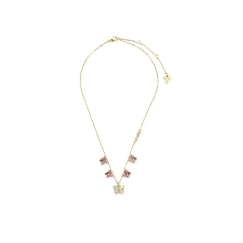 Collana Donna GUESS JUBN04 101JW YGLP Acciaio PVD Oro con Farfalle Zirconate
