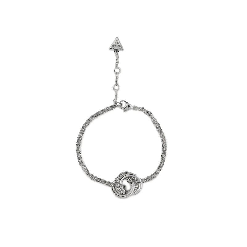 Bracciale Donna GUESS JUBB04 063JW RH Acciaio Rodiato con Ciondolo Intrecciato