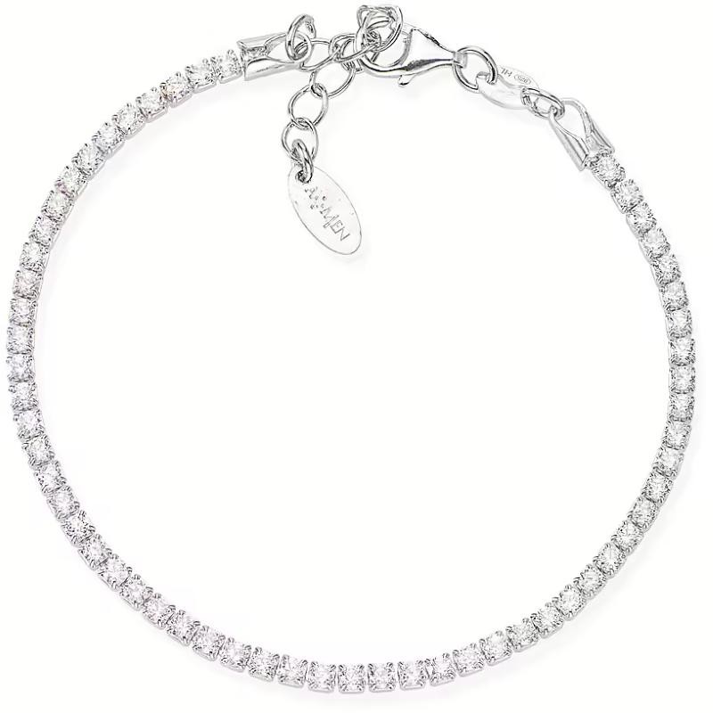 Bracciale Donna Tennis AMEN BTBB18 Argento 925 Rodiato con Zirconi Bianchi 21 cm