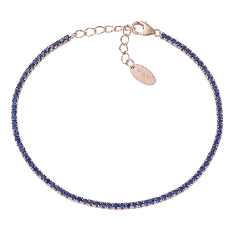 Bracciale Tennis Mania Rosè con Zirconi Blu in argento 925 rosé con zirconi blu 