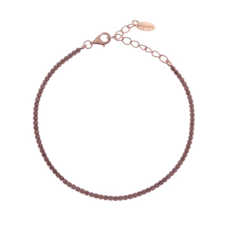 Bracciale donna Amen -BT1RCH17- Tennis argento rosé zirconi champagne 