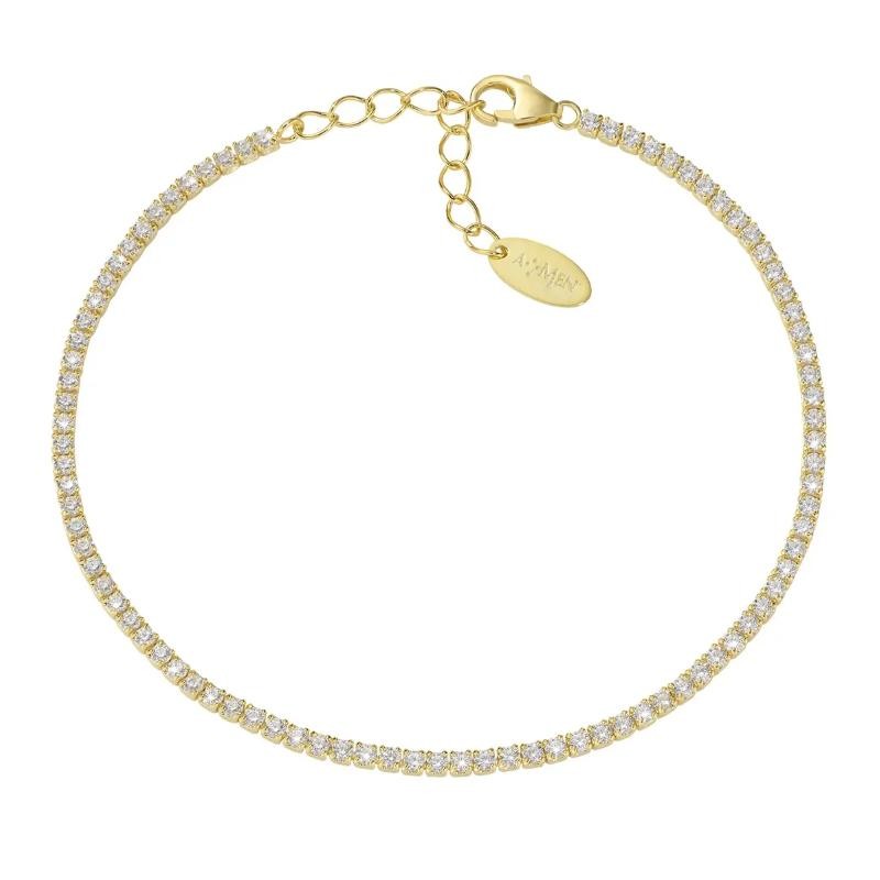 Bracciale donna Amen BT1GB17 Tennis argento 925 dorato zirconi bianchi
