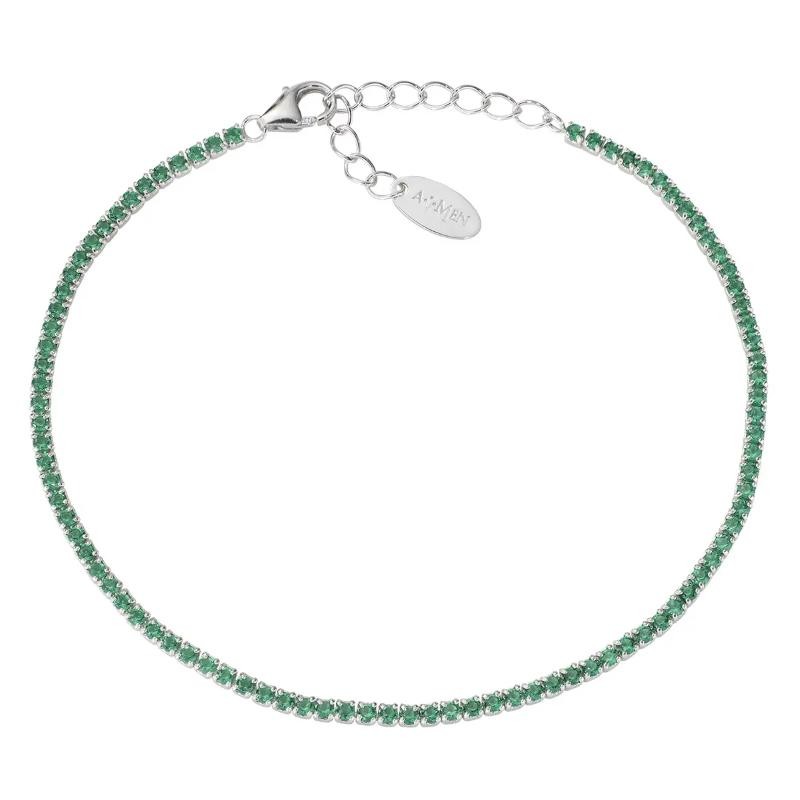Bracciale Tennis Mania con Zirconi Verdi BT1BVE17 in argento 925 rodiato  