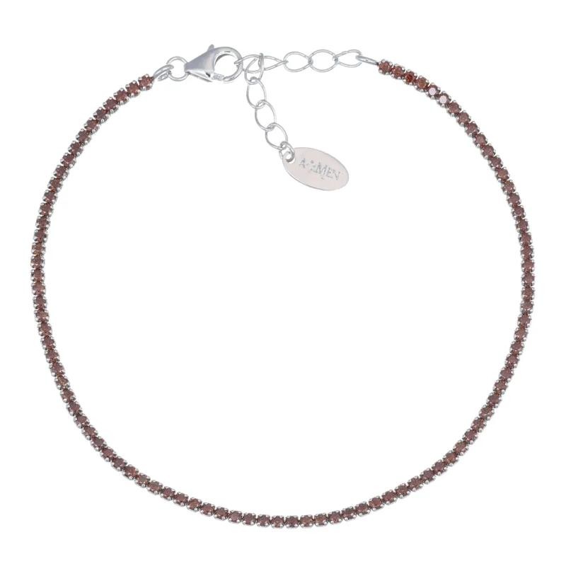 Bracciale Tennis Mania BT1BMA17 con Zirconi Marroni AMEN in argento 925 rodiato